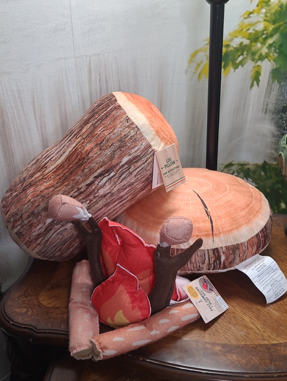 New! Decorative Felt Campfire set & Plush Log Pillows Set